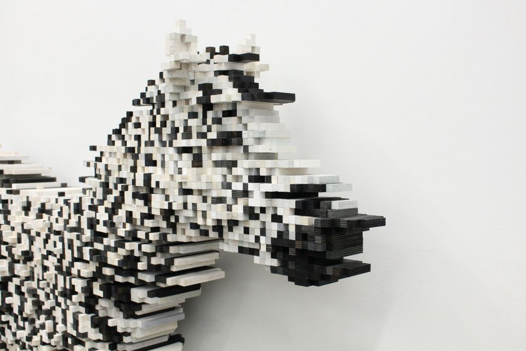 Fissure (2019)
detail 74 x 52 x 12 inches. Plywood, ink, acrylic paint